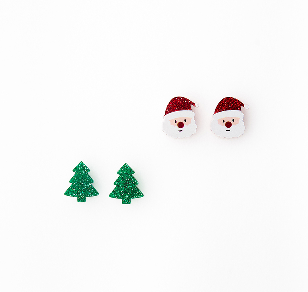 Набор серег (2 пары) Мармалато, цвет Зеленый-белый-красный #1