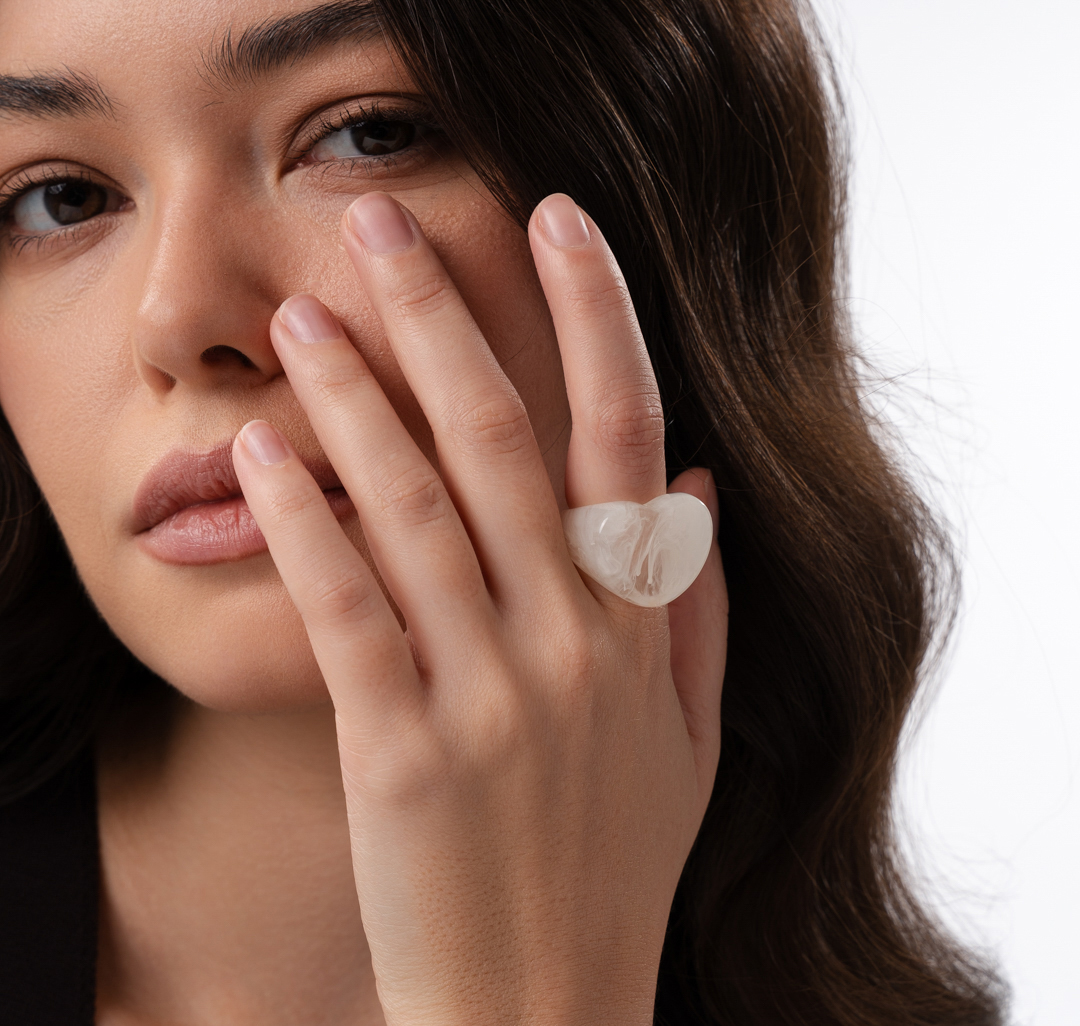 Кольцо Мармалато, цвет Бежевый-молочный #3