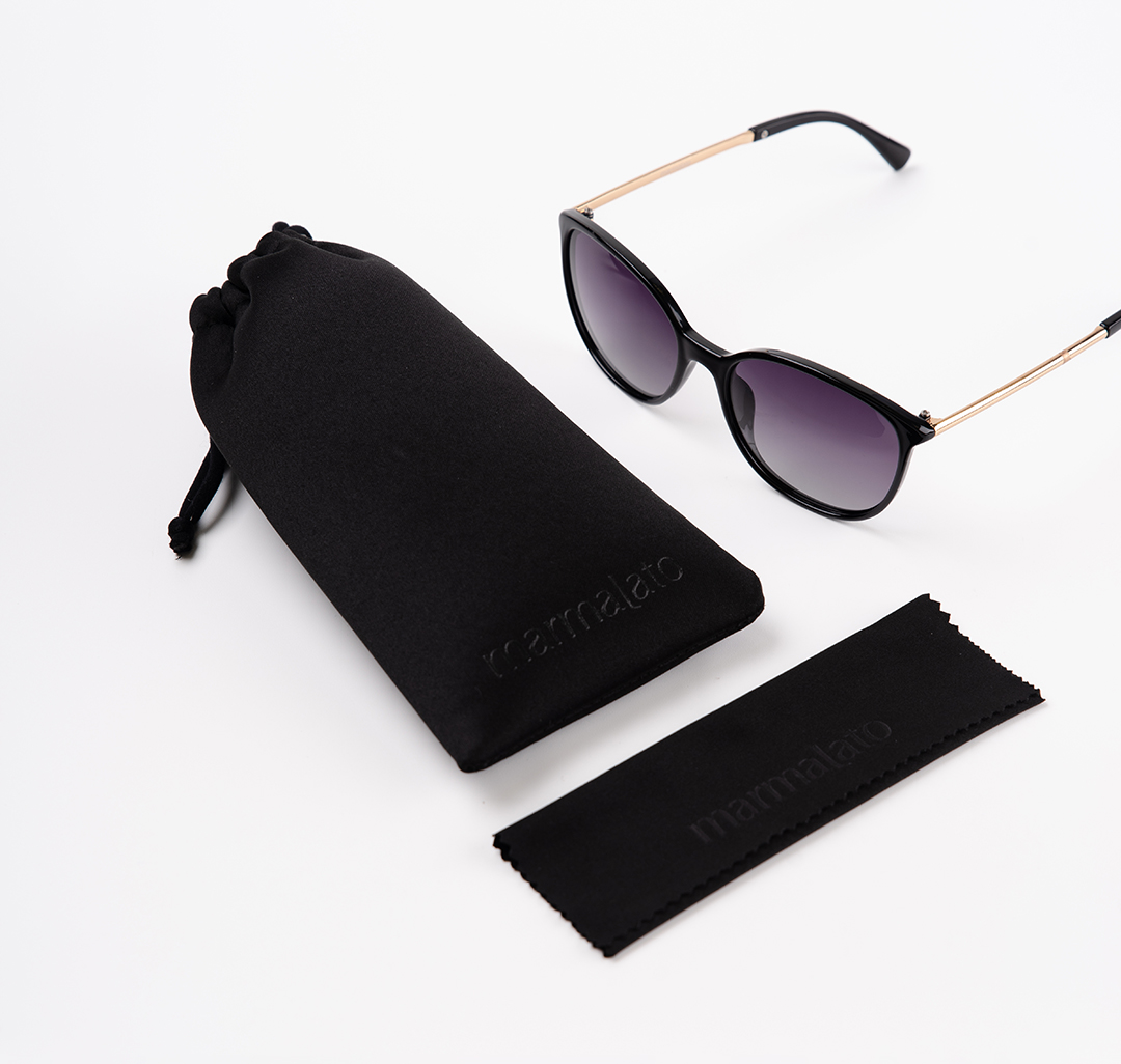 Очки солнцезащитные с поляризацией черные-золотые Мармалато, цвет Черный-золото #7