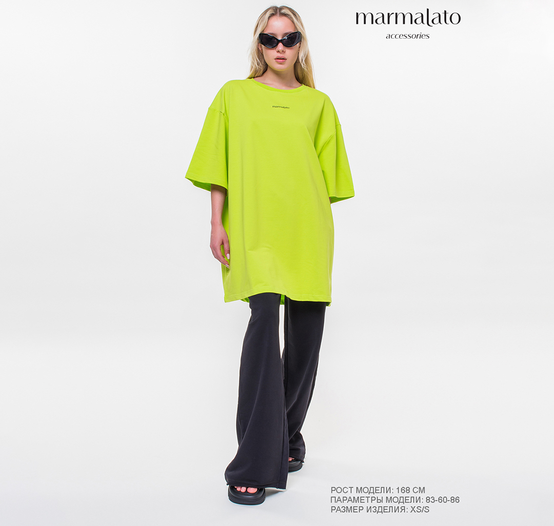 Платье-футболка Мармалато, цвет Неоновый зеленый-черный #6