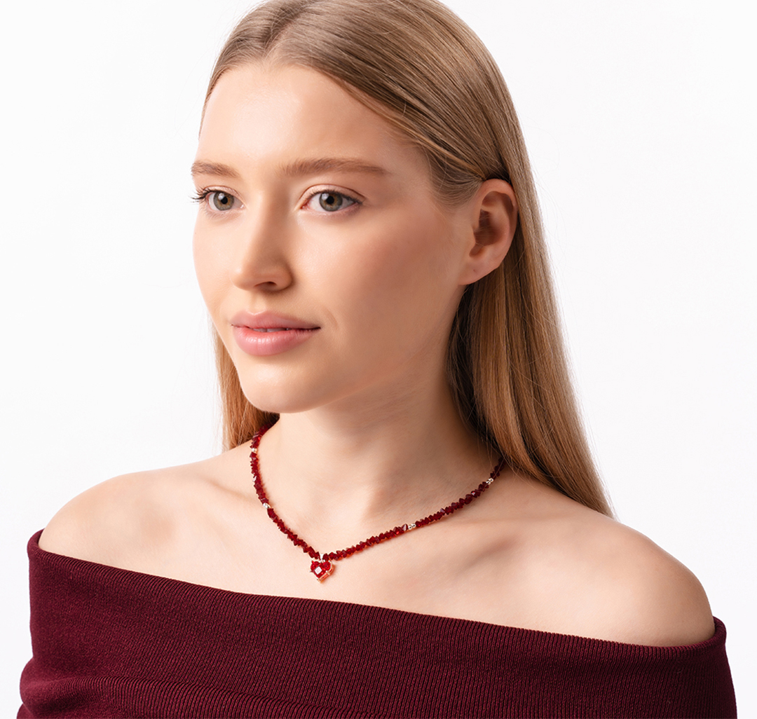 Колье Мармалато, цвет винный-белое серебро #4