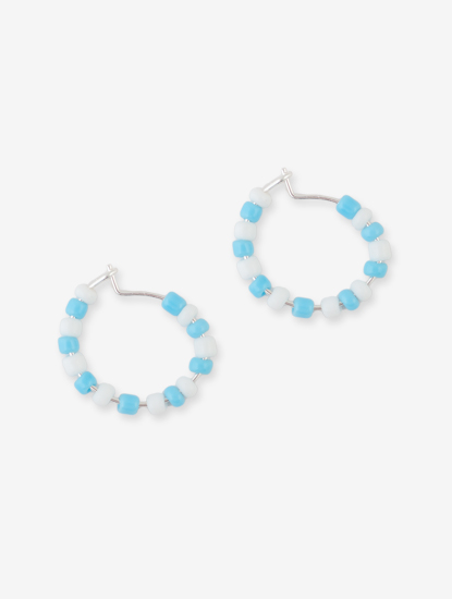 Серьги 868-1497 137818 цвет голубой-белый-белое серебро
