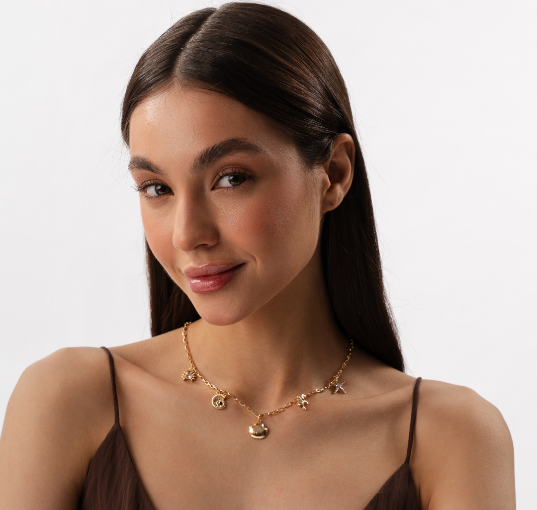 Колье Мармалато, цвет золото-прозрачный #2