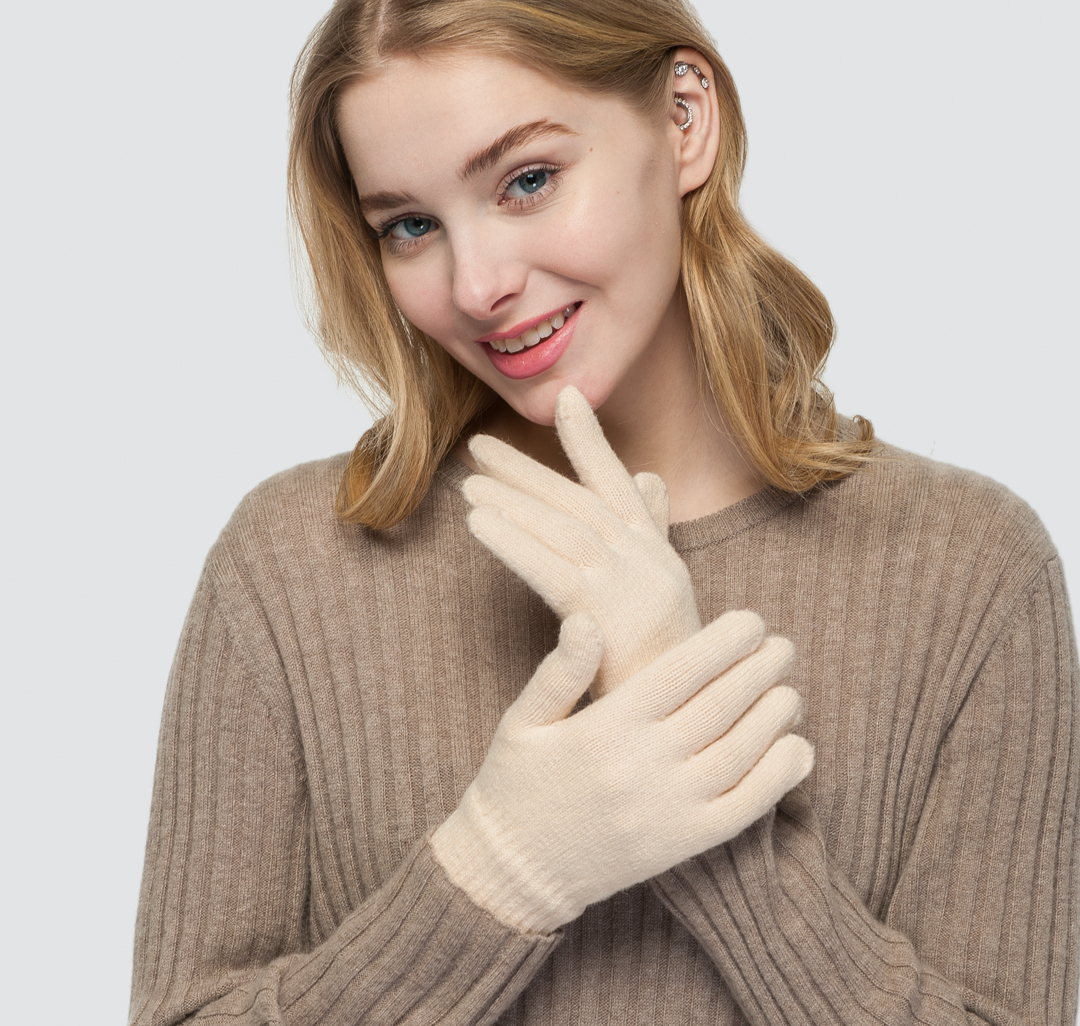 Женские зимние перчатки Мармалато, цвет Светло-бежевый #2