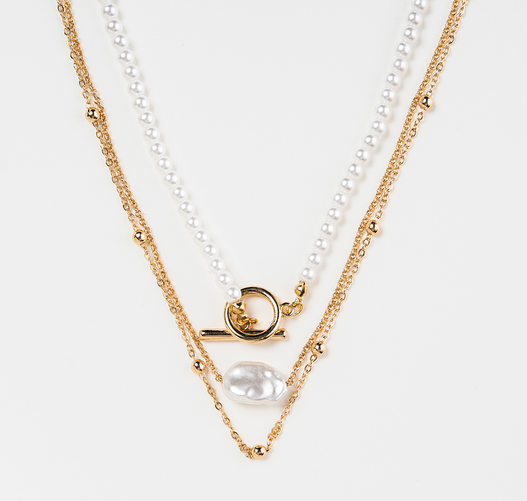 Набор колье (2 шт) Мармалато, цвет Жемчуг-золото #1