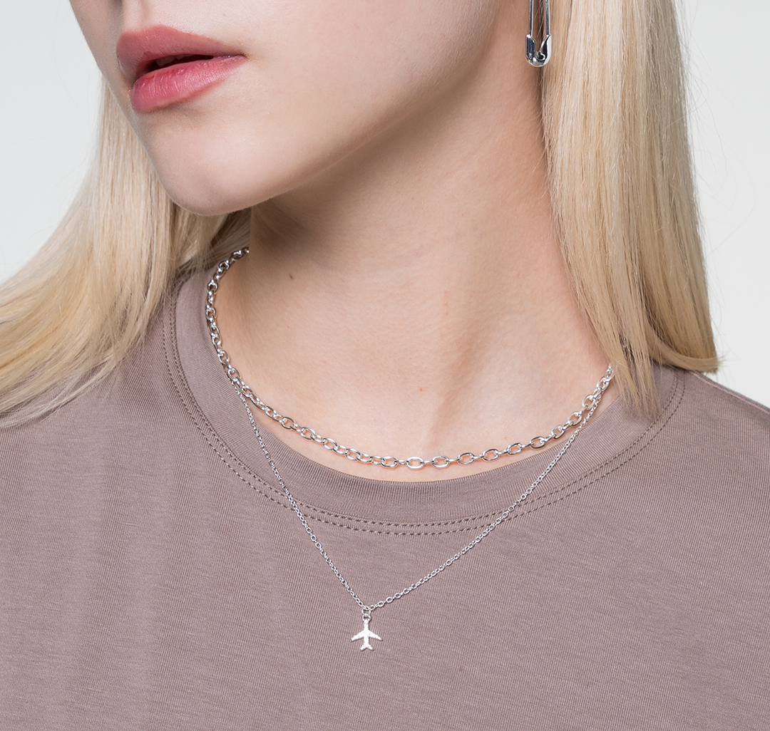 Набор колье (2 шт) Мармалато, цвет белое серебро-прозрачный #2