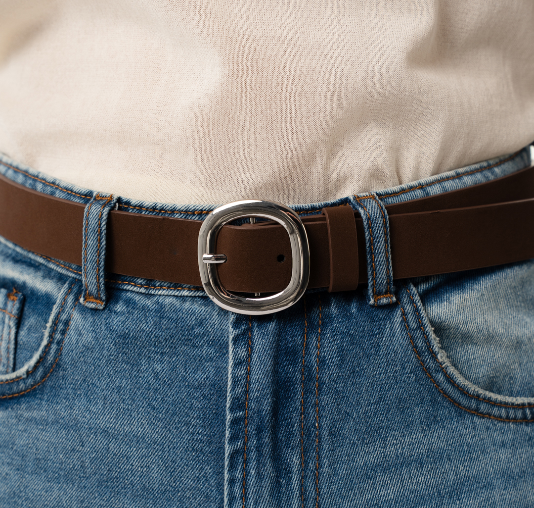 Ремень Мармалато, цвет шоколадный-серебро #4