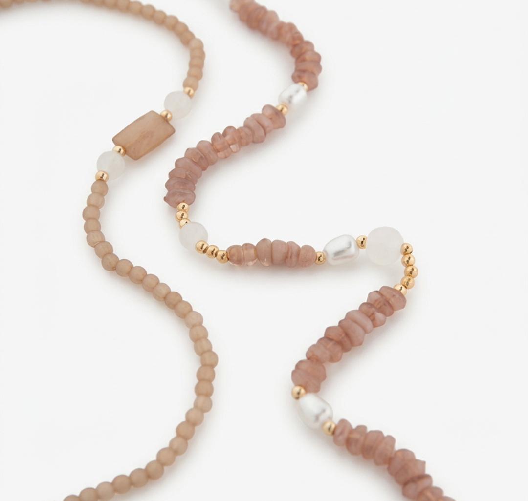 Набор колье (2 шт) Мармалато, цвет бежевый-зеленый-мультиколор #2