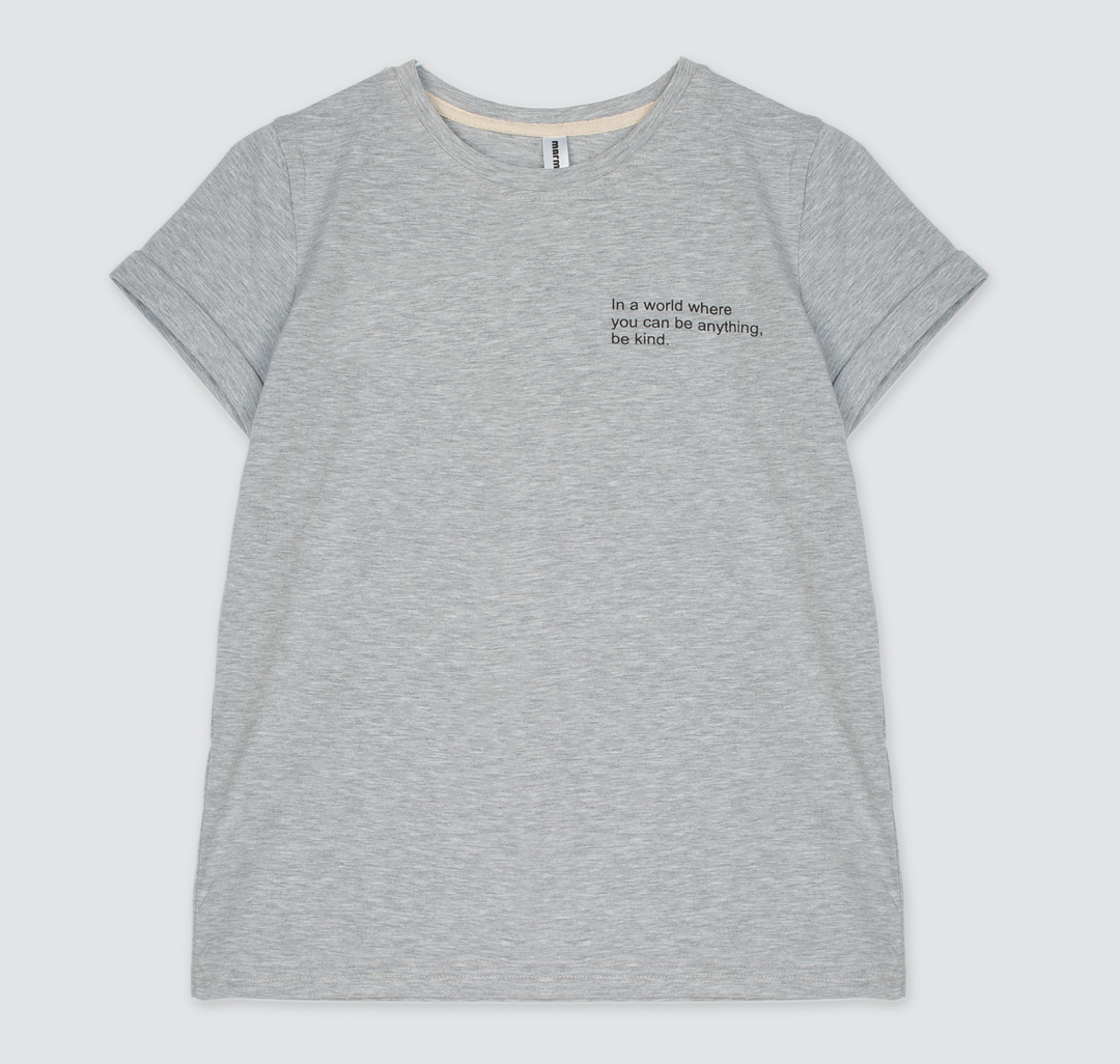 Женская футболка с принтом Мармалато, цвет Серый меланж-черный #3
