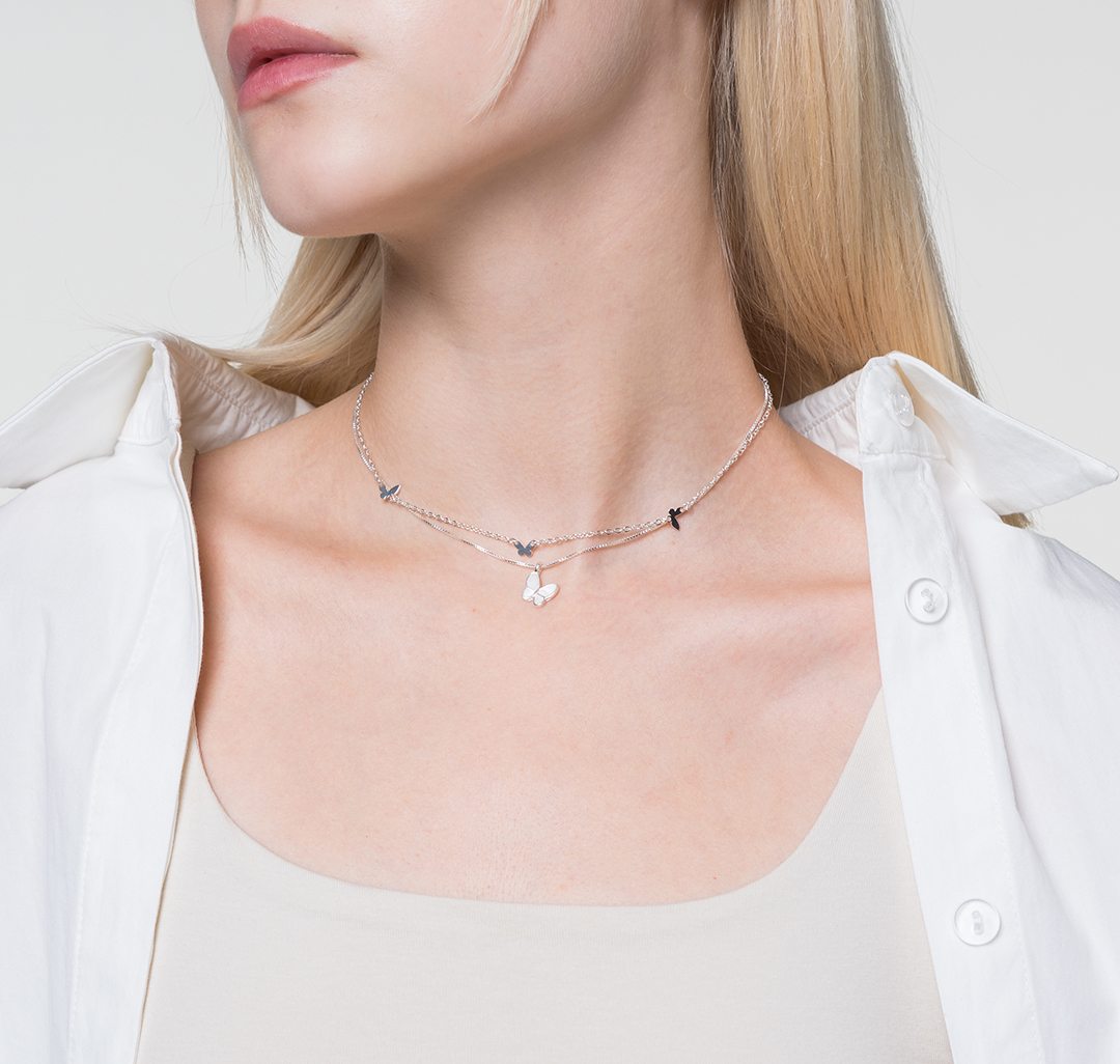 Колье Мармалато, цвет белое серебро-белый #2