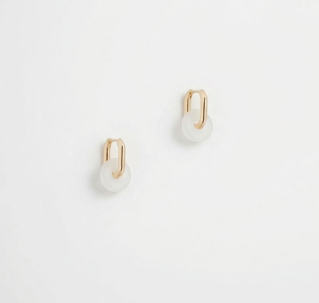 Серьги Мармалато, цвет молочный-золото #4