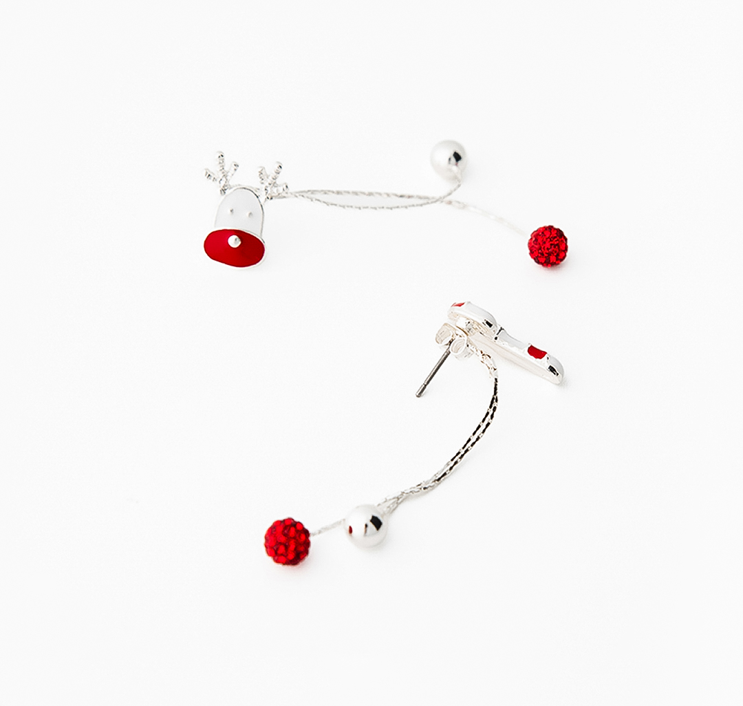 Серьги Мармалато, цвет белый-красный-белое серебро #2