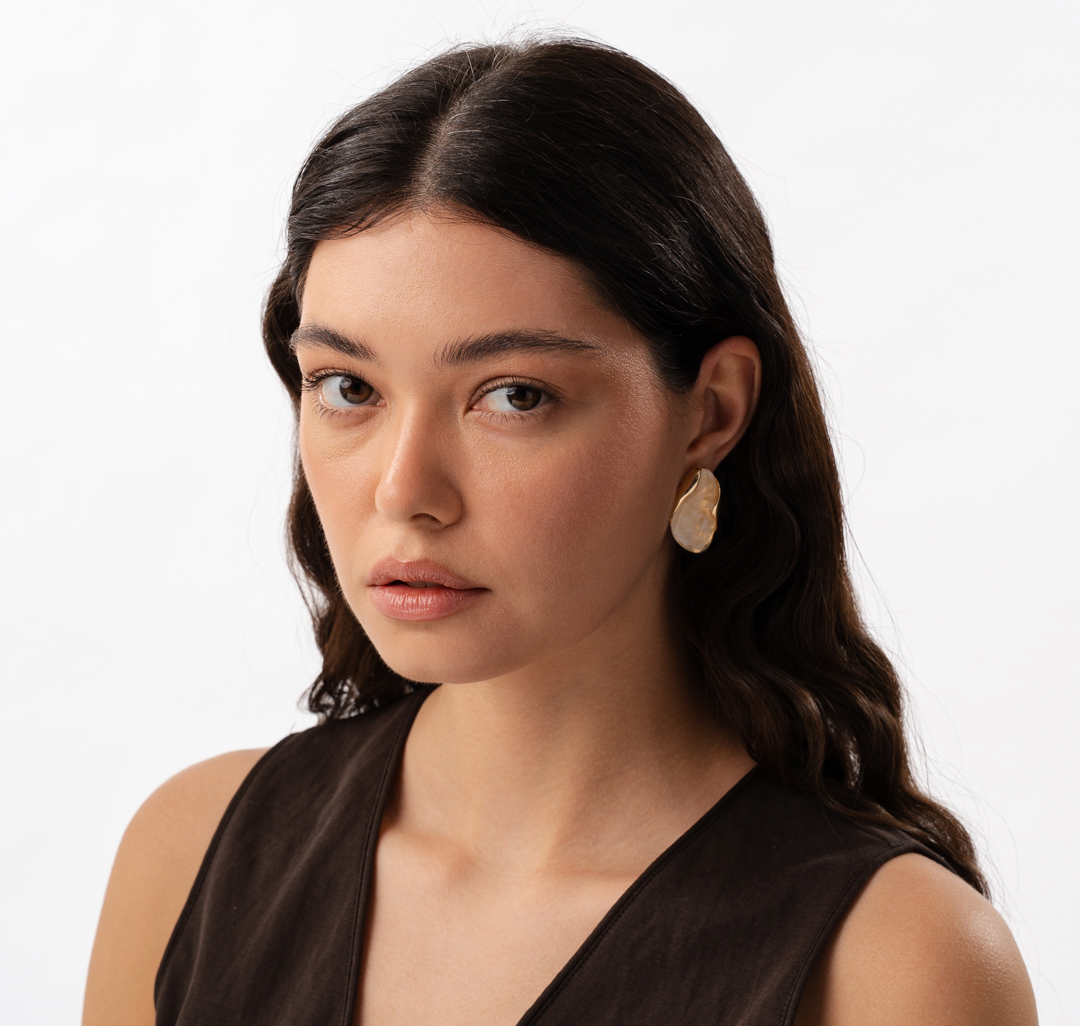 Серьги Мармалато, цвет молочный-золото #3