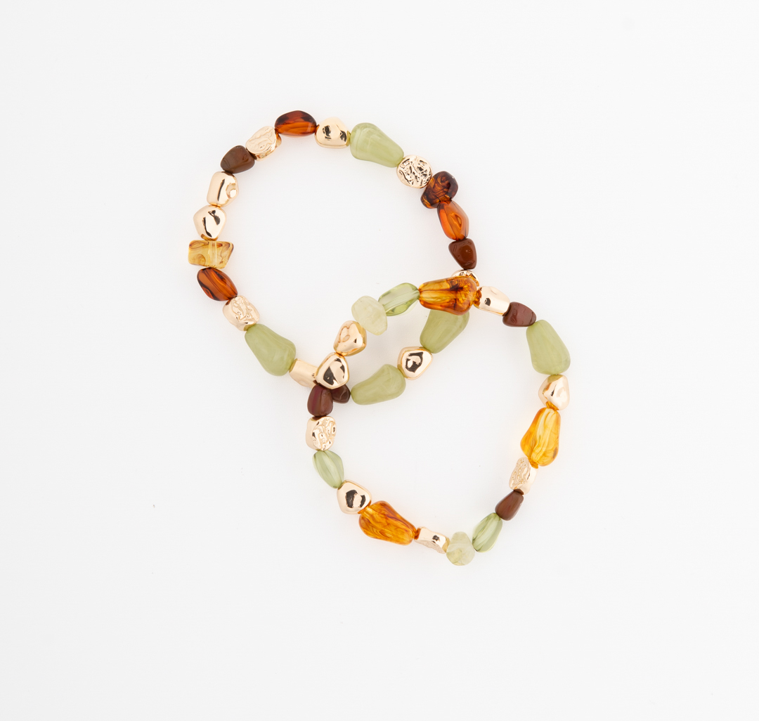 Набор браслетов (2 шт) Мармалато, цвет коричневый-зеленый-золото #3