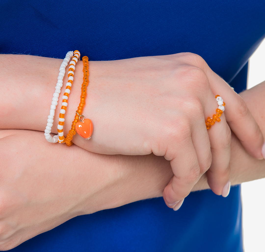 Набор браслетов (3 шт) Мармалато, цвет Матовый оранжевый-оранжевый-белый #2
