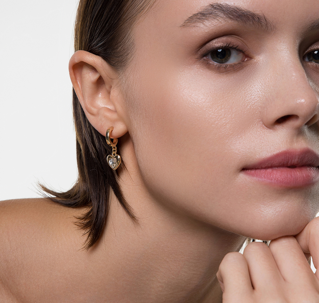 Набор серег (6 пар) Мармалато, цвет золото-прозрачный-жемчуг #5