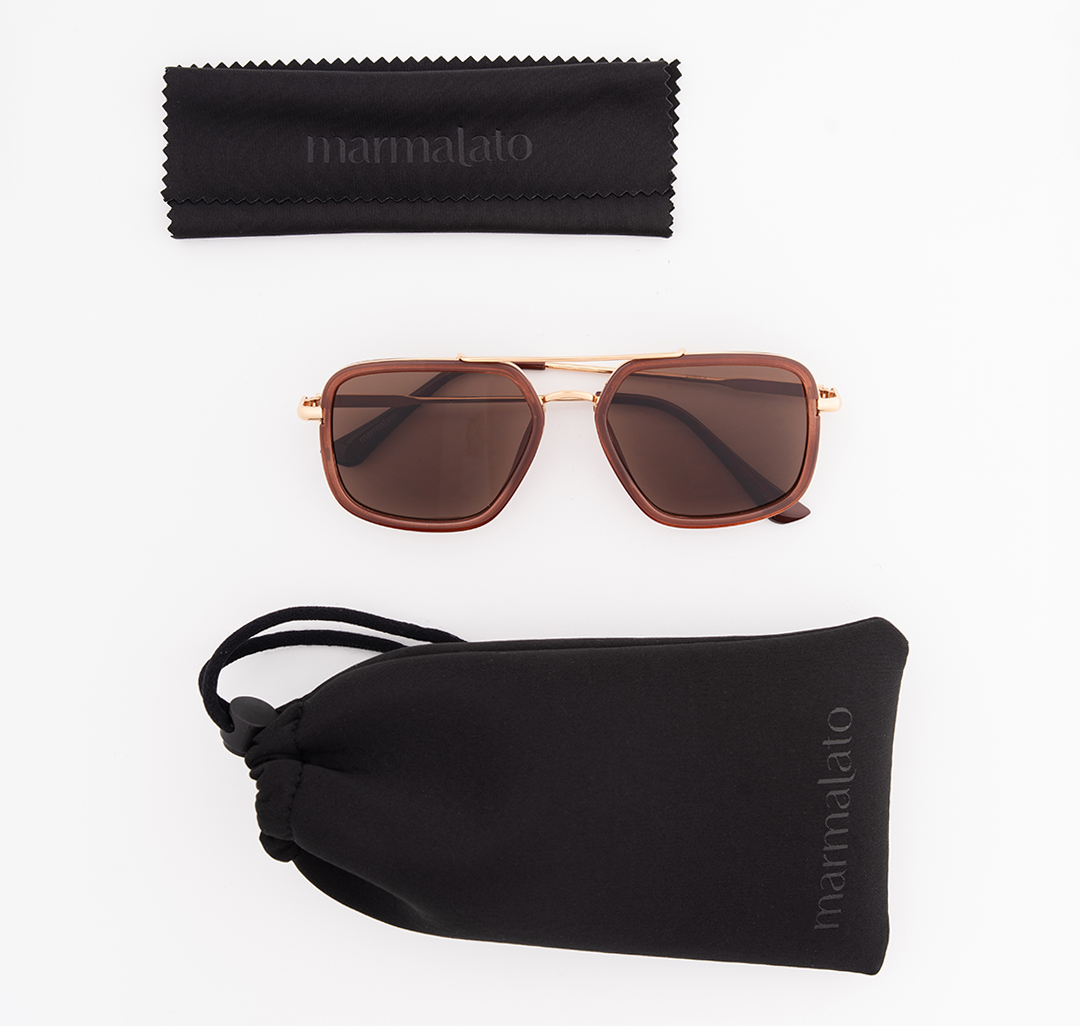 Очки с чехлом Мармалато, цвет коричневый-золото #8
