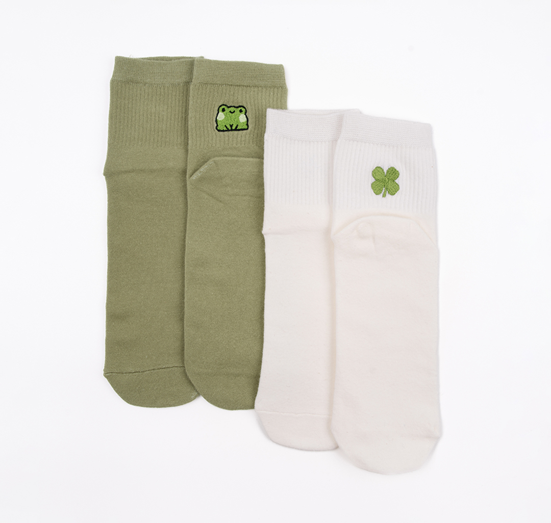 Носки (2 пары) Мармалато, цвет хаки-белый-зеленый #3