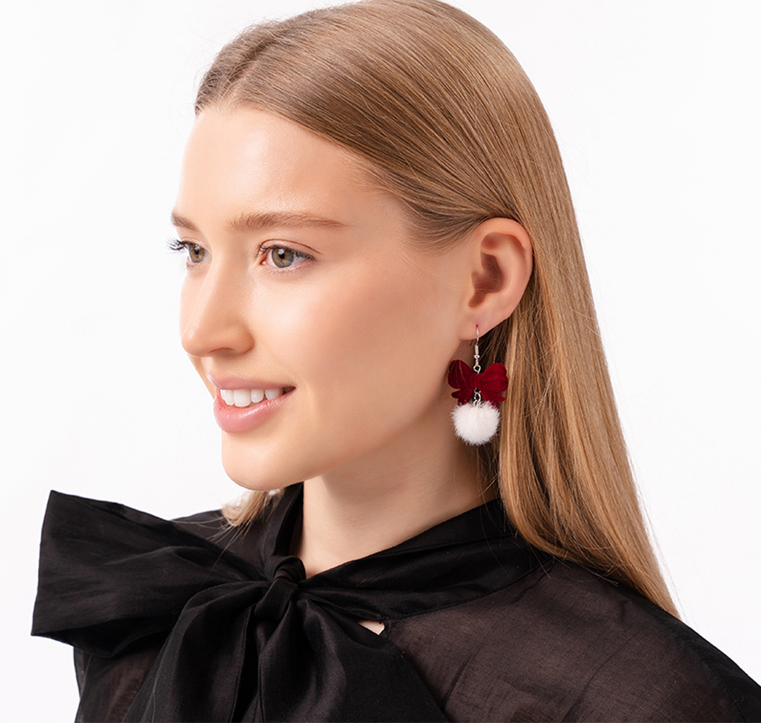 Серьги Мармалато, цвет Винный-белый-белое серебро #2