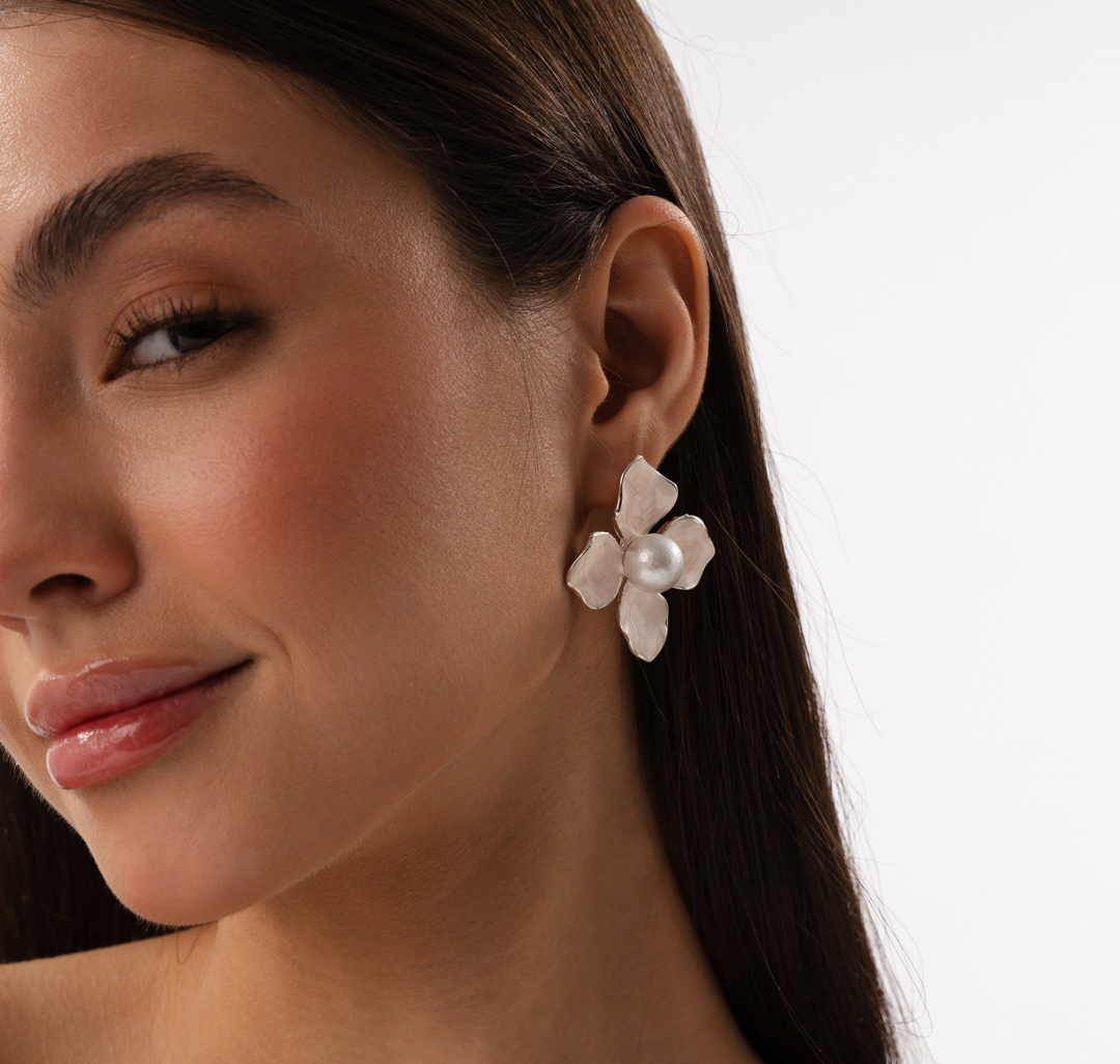 Серьги Мармалато, цвет розовый-белое серебро-жемчуг #1