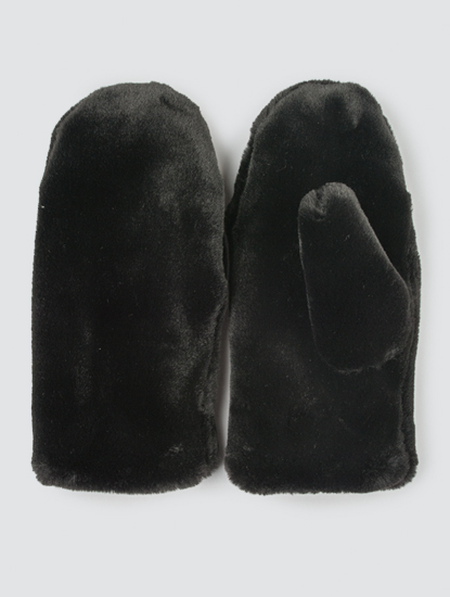 Варежки из пушистой ткани черные