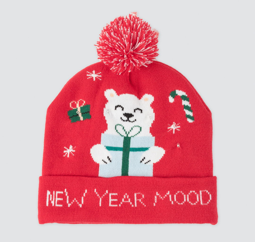 Женская шапка "new year mood" Мармалато, цвет Красный-белый-зеленый #2