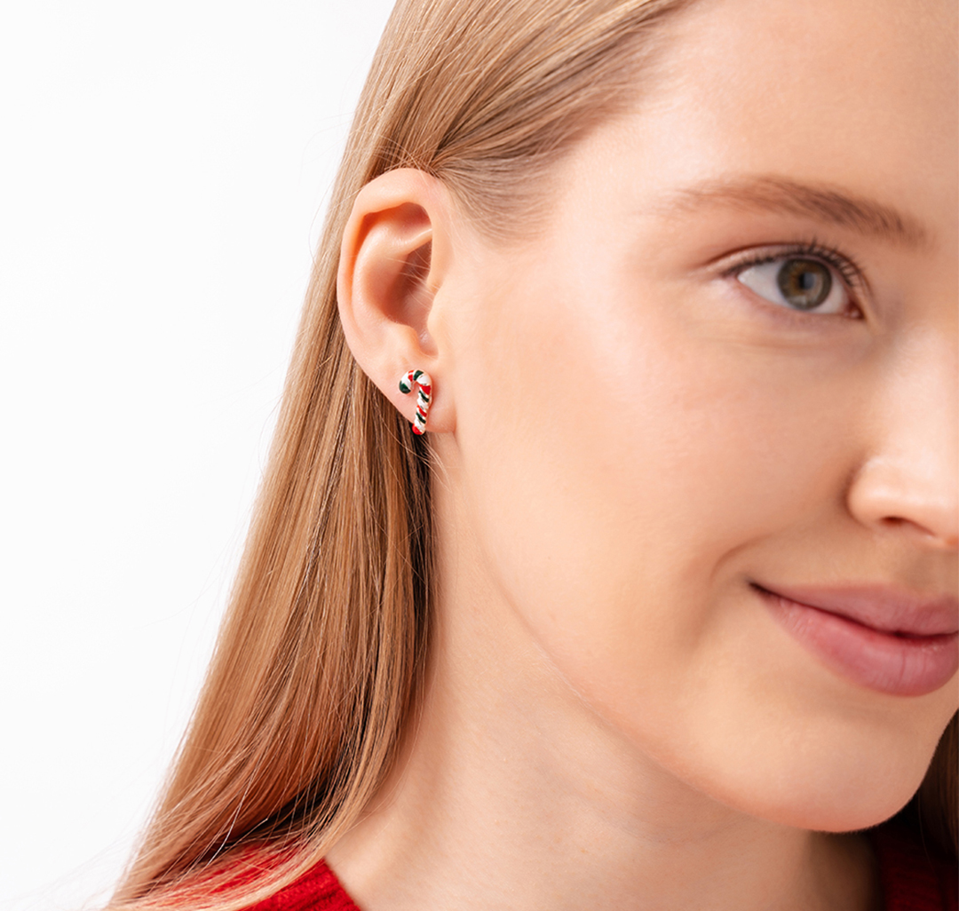 Набор серег (2 пары) Мармалато, цвет белое серебро-зеленый-красный #4