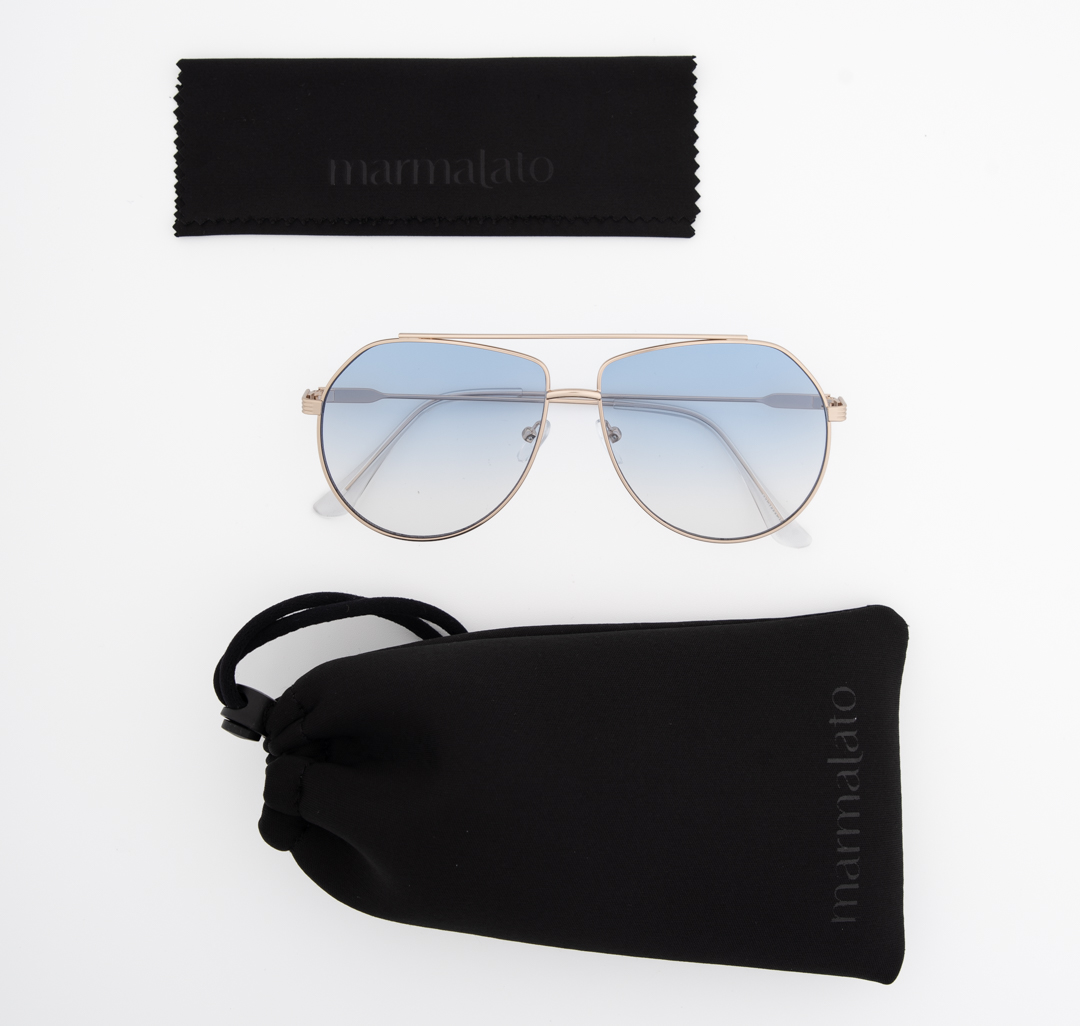 Очки с чехлом Мармалато, цвет светло голубой-золото #8
