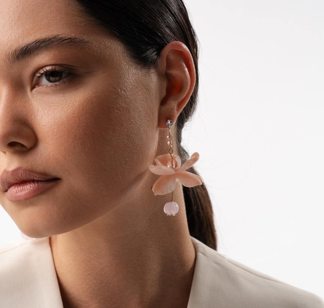 Серьги Мармалато, цвет светло розовый-золото-прозрачный #1