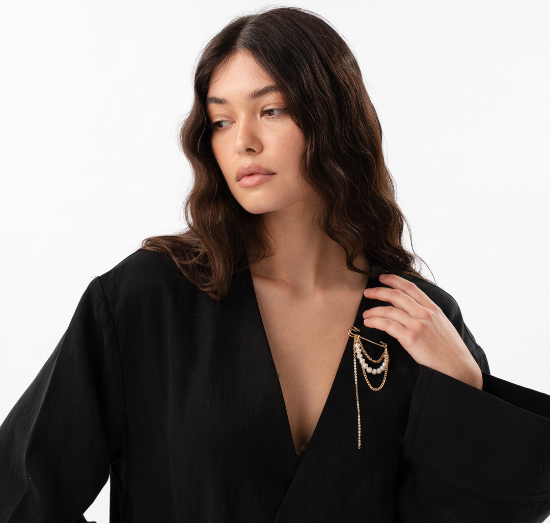 Брошь Мармалато, цвет золото-белый жемчуг #2