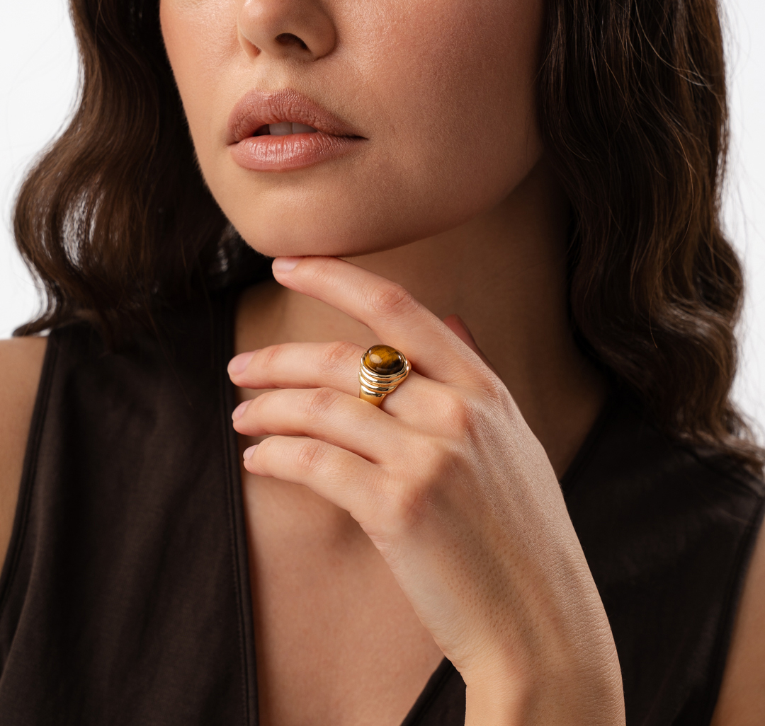 Кольцо Мармалато, цвет золото-бежевый #2