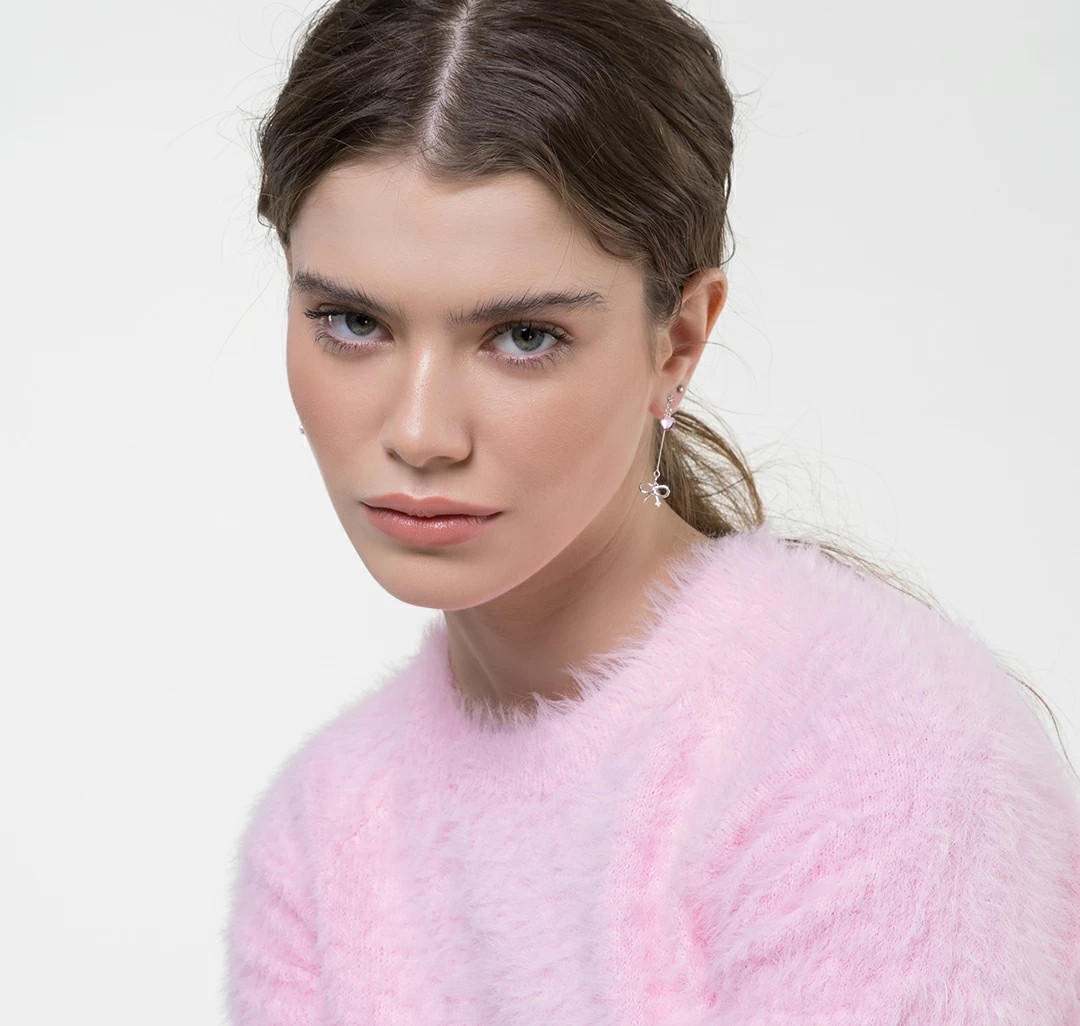 Серьги Мармалато, цвет белое серебро-розовый #3