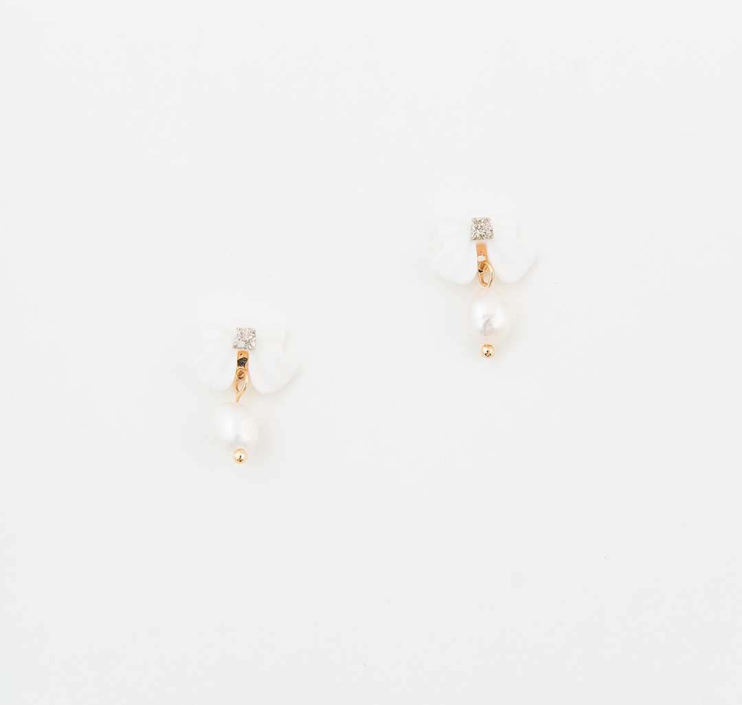 Серьги Мармалато, цвет белый-золото-жемчуг #1
