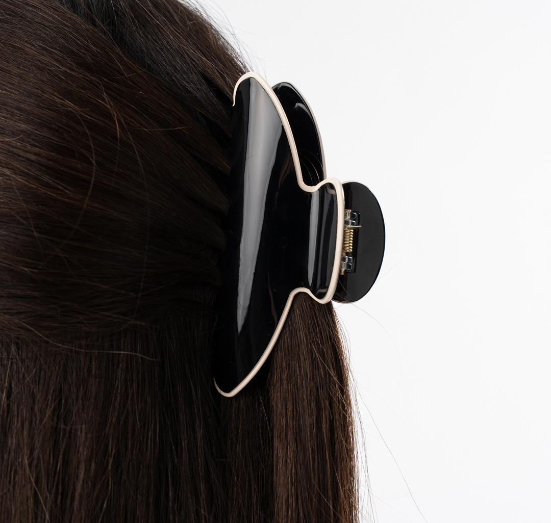 Заколка-краб Мармалато, цвет черный-молочный #2