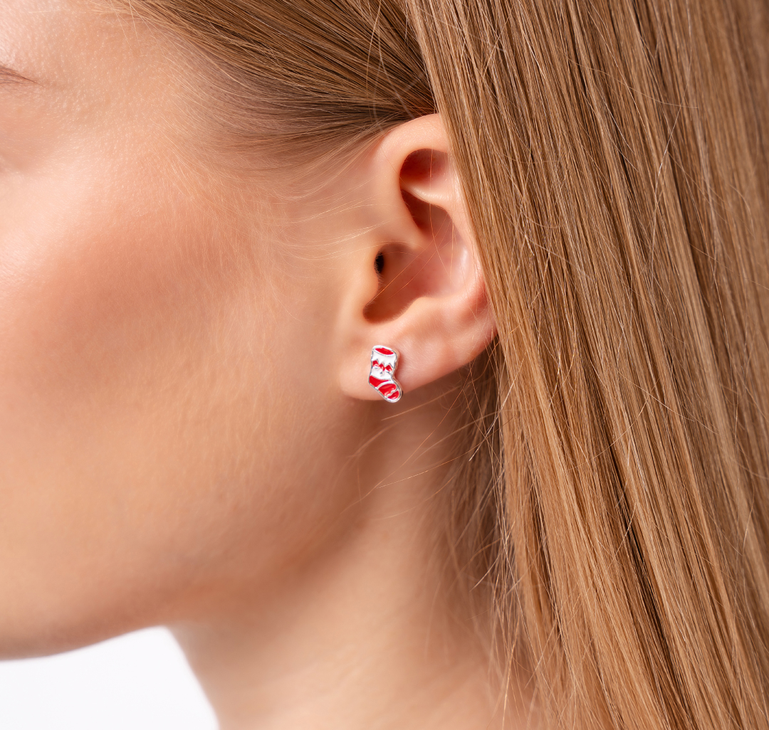 Серьги Мармалато, цвет Красный-белый-белое серебро #4
