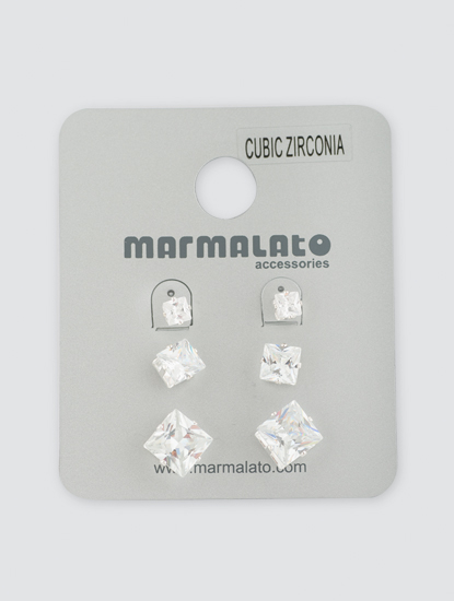 Набор серег (3 пары) Мармалато, цвет Серебро-прозрачный #1