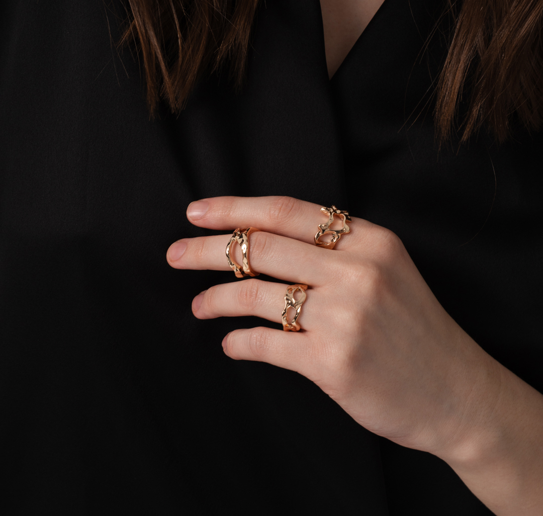 Набор колец (3 шт) Мармалато, цвет Золото #3