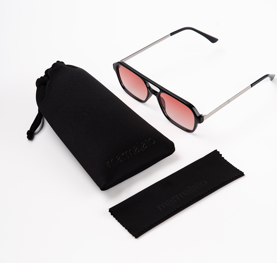 Очки солнцезащитные черные-розовые Мармалато, цвет черный-розовый-серебро #7