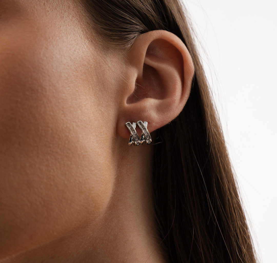 Серьги 1235-088 153298 цвет белое серебро-прозрачный
