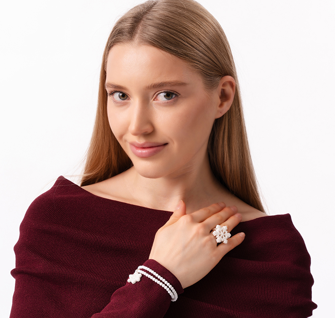 Набор браслетов (2 шт) Мармалато, цвет Белый-золото #2