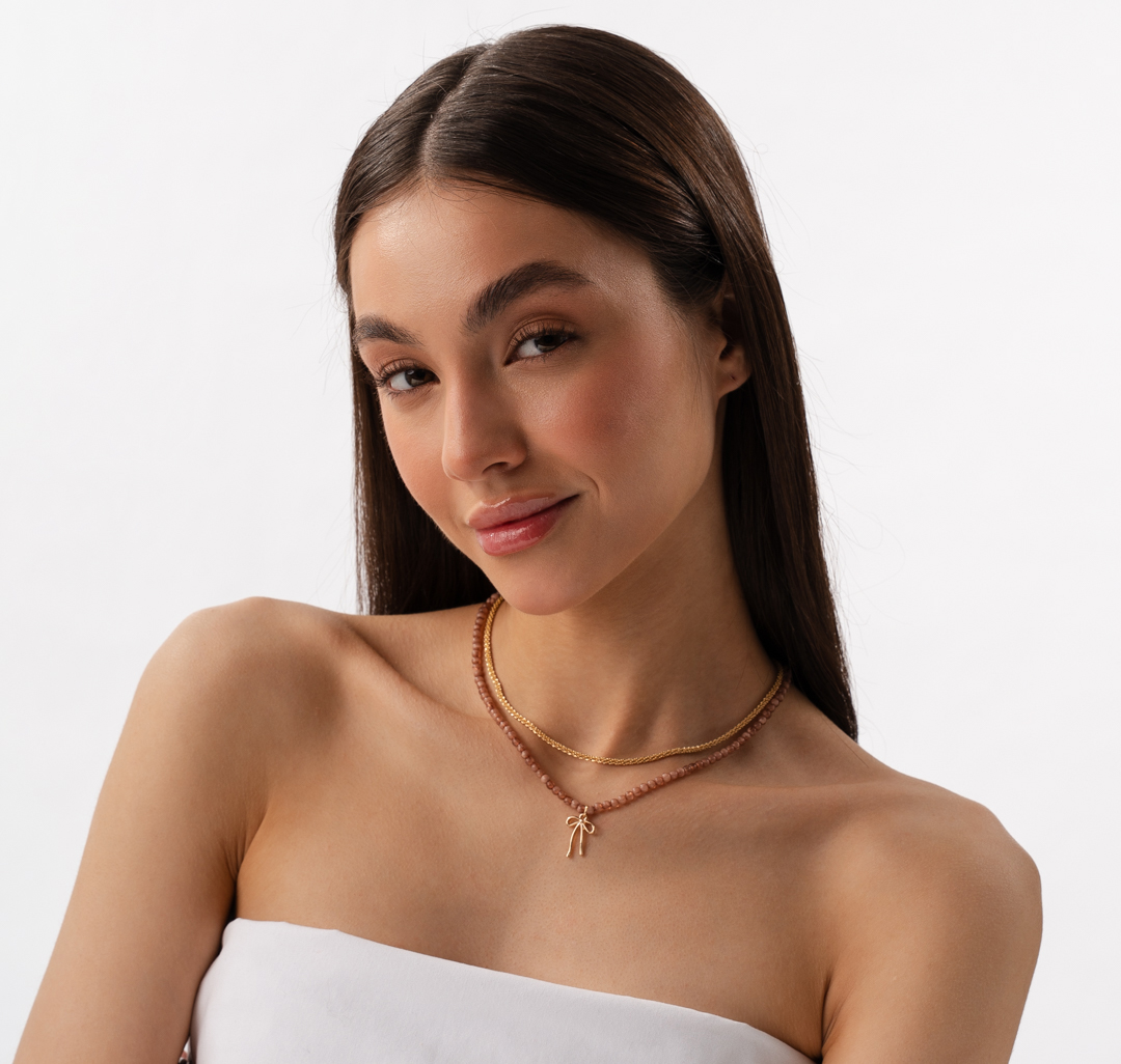 Набор колье (2 шт) Мармалато, цвет бежевый-золото #2