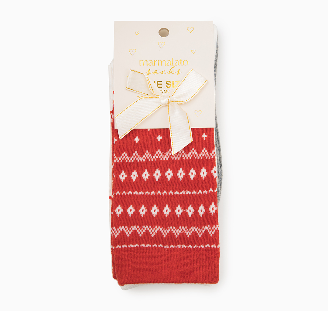 Носки (2 пары) Мармалато, цвет Молочный-красный-серый #5