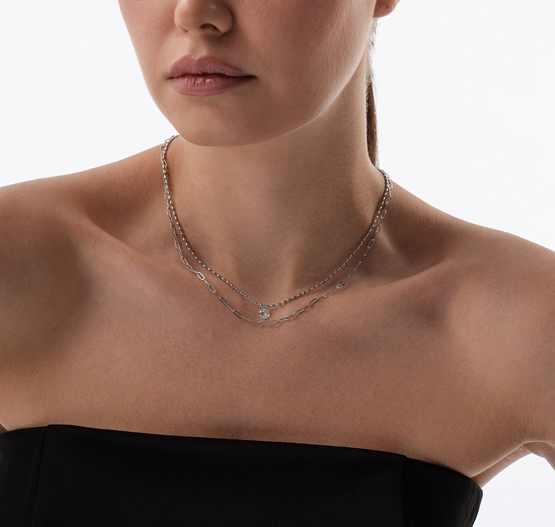 Колье Мармалато, цвет Серебро-прозрачный #5