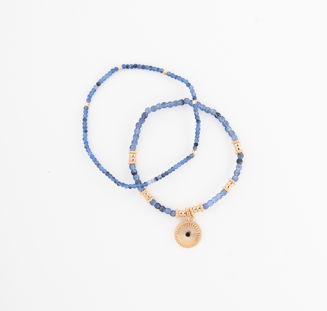 Набор браслетов (2 шт) Мармалато, цвет синий-золото #3