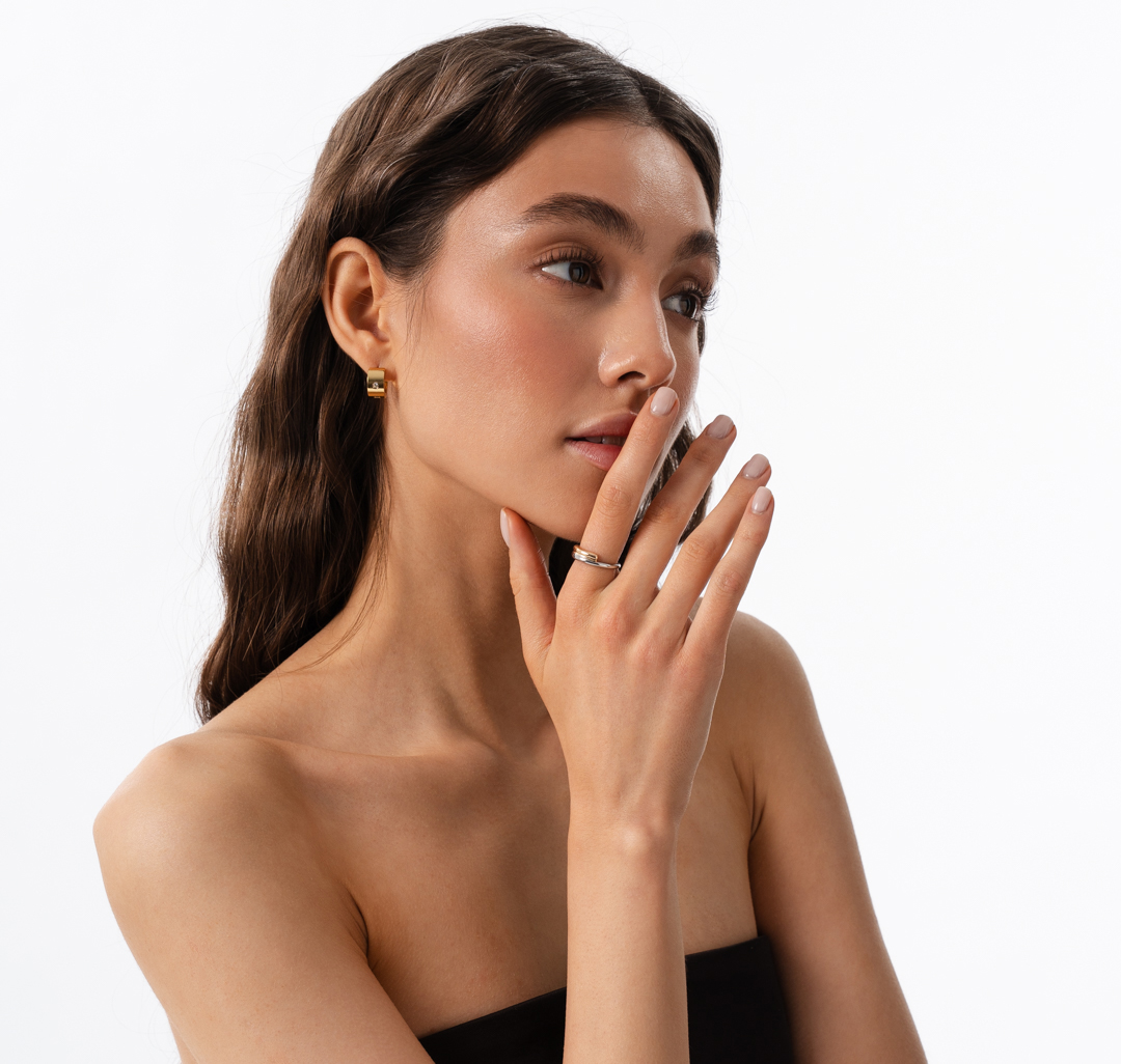 Кольцо Мармалато, цвет Серебро-золото #2