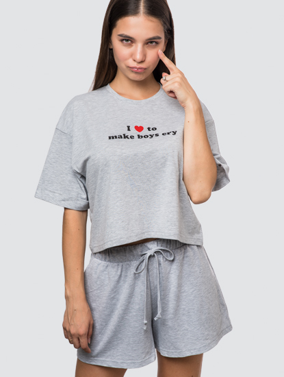 Женская укороченная футболка с принтом