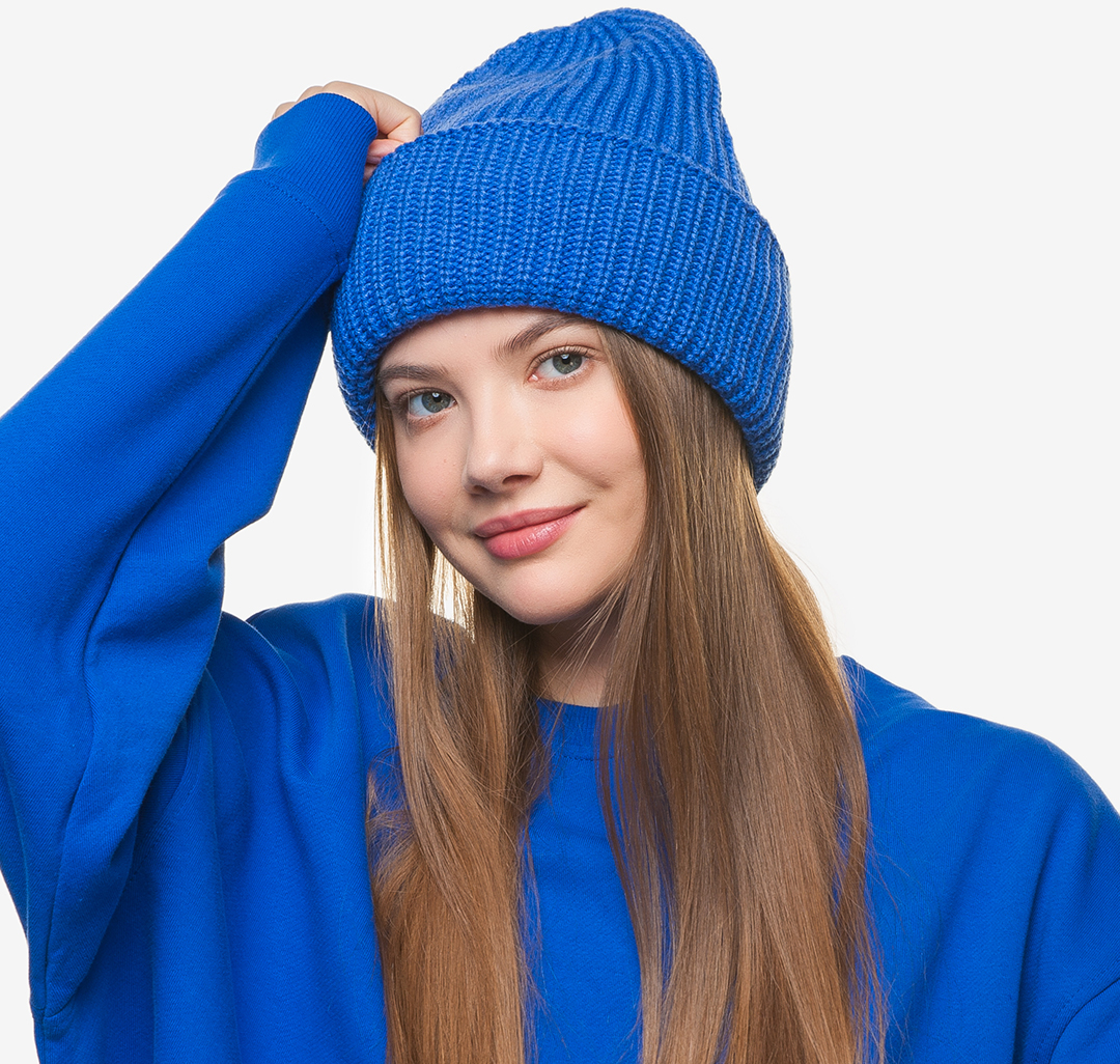 Синяя шапка бини Мармалато, цвет Синий #1