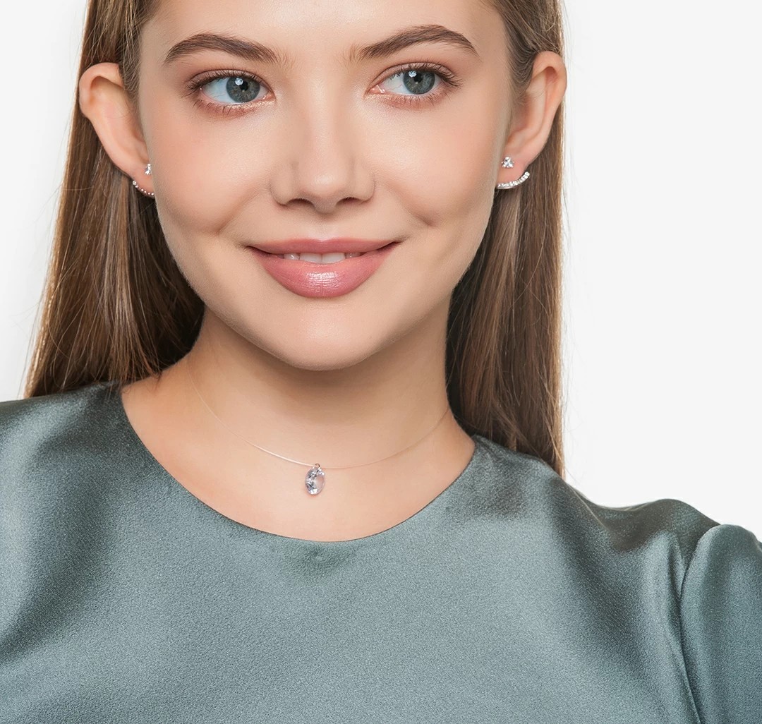 Колье, цвет -  Прозрачный-серебро Мармалато, цвет прозрачный-белое серебро #3