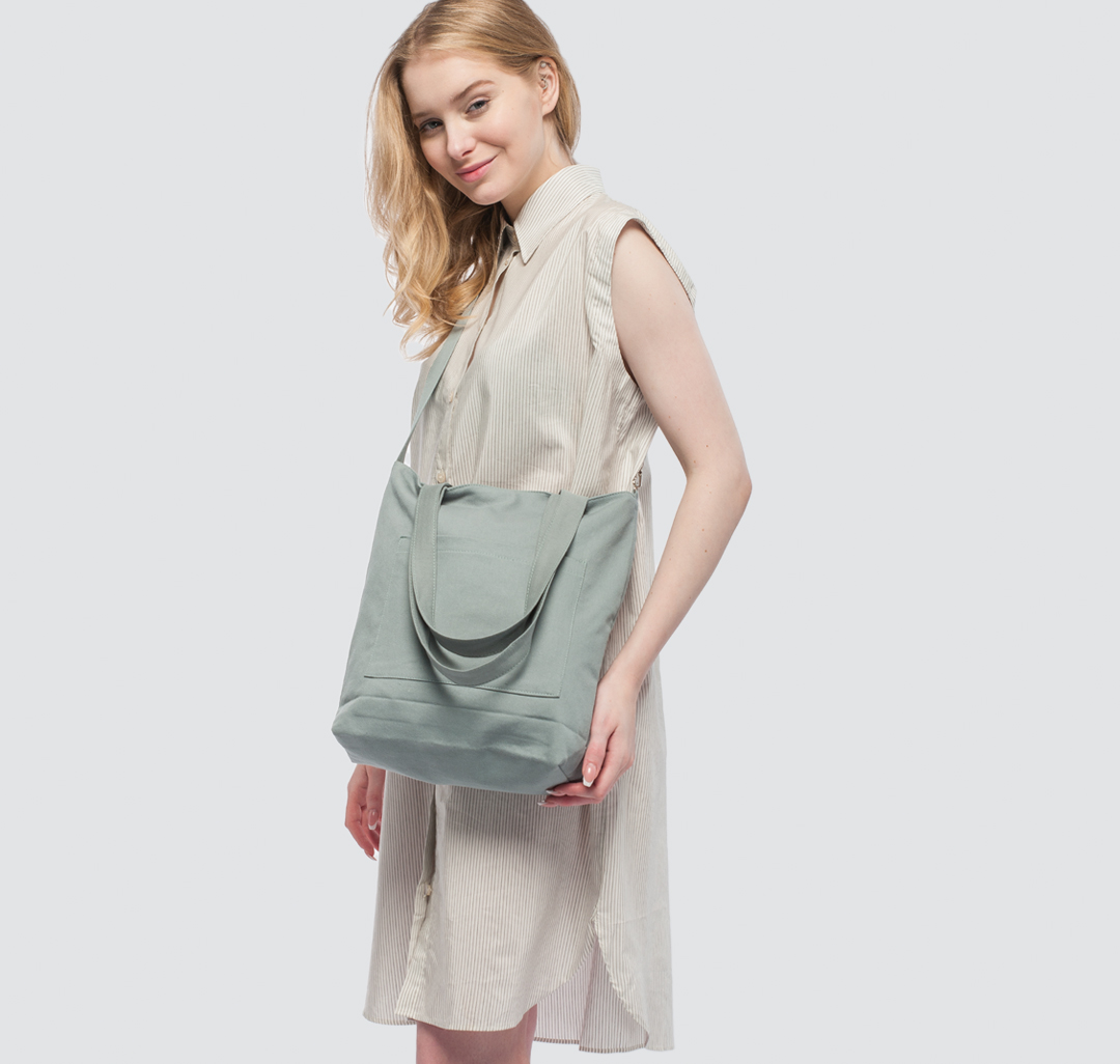 Текстильная женская сумка-шоппер Мармалато, цвет Шалфей-серебро #3