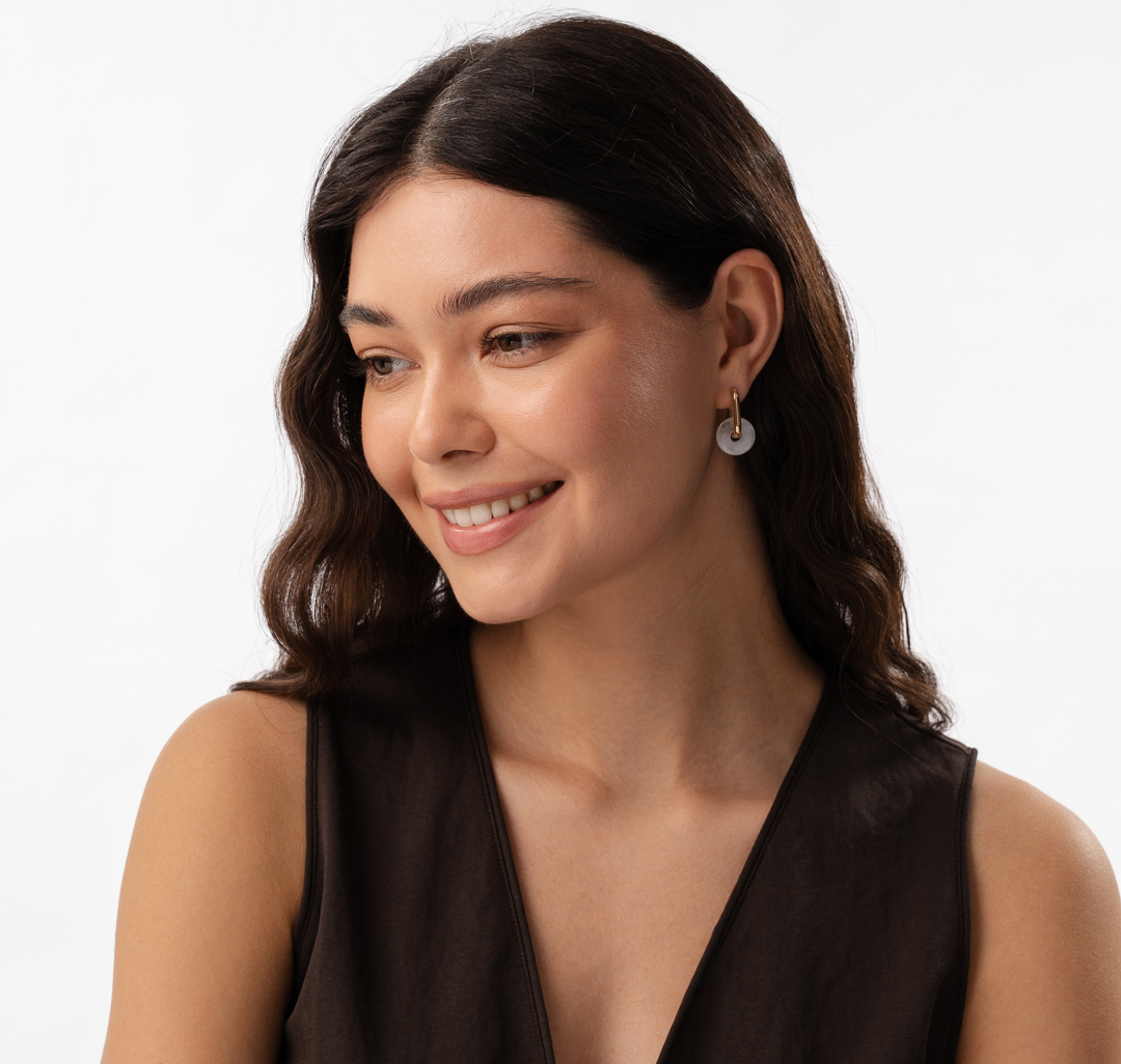 Серьги Мармалато, цвет молочный-золото #3